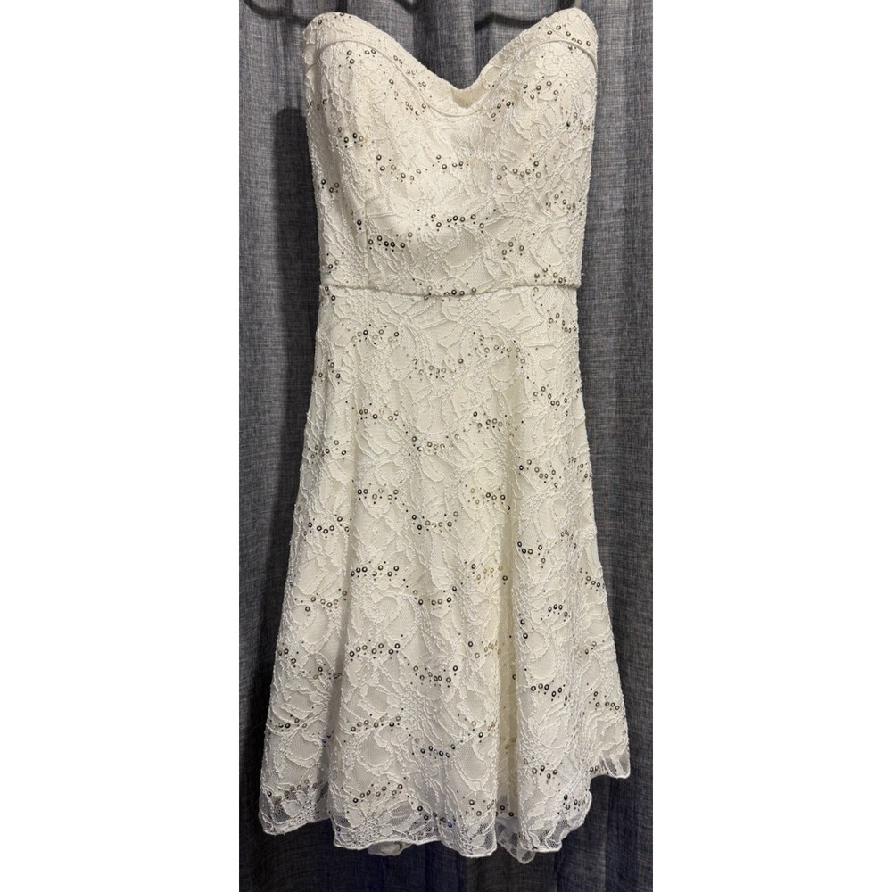 Speechless Sequin Lace Strapless Dress Sweatheart Cream‎ & Gold Sequin JR's 9